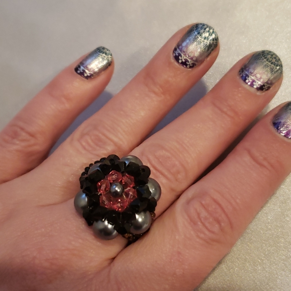Chunky Beaded Stretch Ring